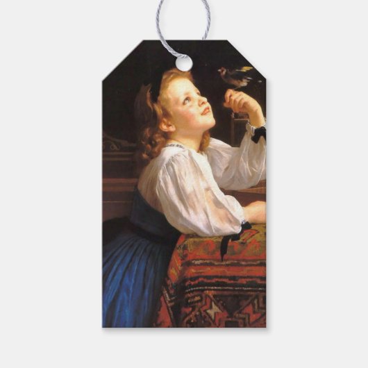 Girl with a Bird (von William-Adolphe Bouguereau) Geschenkanhänger (Vorderseite)