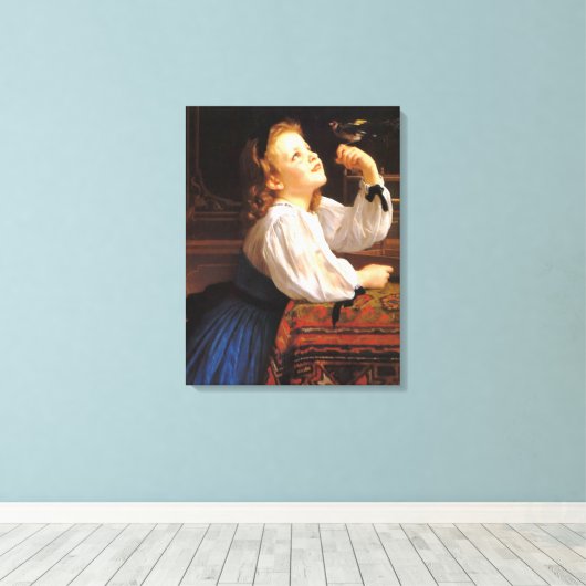 Girl with a Bird (von William-Adolphe Bouguereau) Leinwanddruck (Insitu (Holzboden))