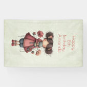 Girl with A Frog Doll Cute Whimsical Birthday Banner (Horizontal)