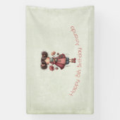 Girl with A Frog Doll Cute Whimsical Birthday Banner (Vertikal)