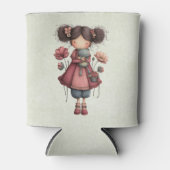 Girl with A Frog Doll Cute Whimsical Dosenkühler (Vorderseite)