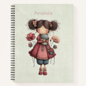 Girl with A Frog Doll Cute Whimsical Notizblock (Vorderseite)