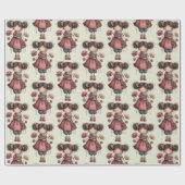 Girl with A Frog Doll Cute Whimsical Pattern Geschenkpapier (Flach)