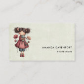 Girl with A Frog Doll Cute Whimsical Visitenkarte (Vorderseite)
