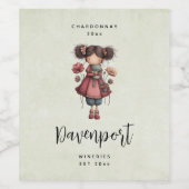 Girl with A Frog Doll Cute Whimsical Wine Making Weinetikett (Einzelnes Label)