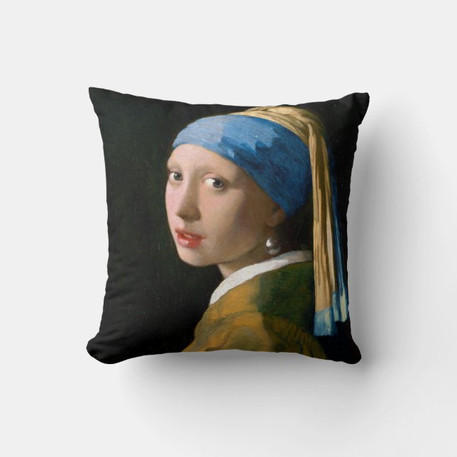 Girl with a Pearl Earring, Johannes Vermeer, 1665 Kissen (Vorderseite)