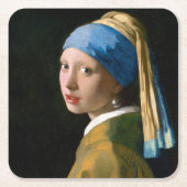 Girl with a Pearl Earring, Johannes Vermeer, 1665 Rechteckiger Pappuntersetzer (Vorderseite)