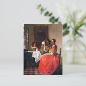 Girl with a wine glass by Johannes Vermeer Postkarte (Stehend Vorderseite)