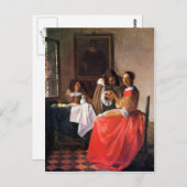 Girl with a wine glass by Johannes Vermeer Postkarte (Vorne/Hinten)