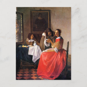 Girl with a wine glass by Johannes Vermeer Postkarte