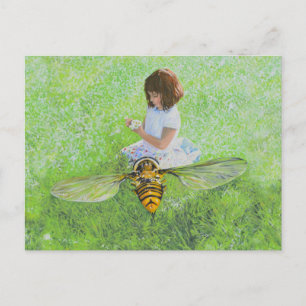 Girl with Bee Painting by Steve Berger Postcard Postkarte