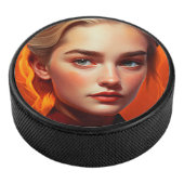 Girl with blue eyes eishockey puck (3/4)