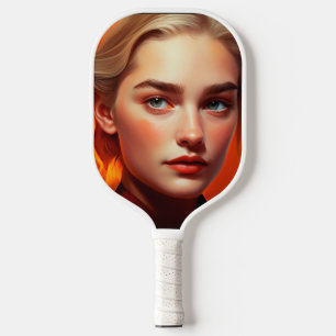 Girl with blue eyes pickleball schläger