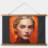 Girl with blue eyes wandteppich mit holzrahmen (Vorderseite)