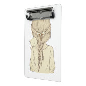 Girl with Braid and Cat Illustration – Soft Pastel Mini Klemmbrett (Gewinkelt2)