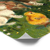 Girl with Chicks & Rabbits Vintage Easter Poster (Ecke)