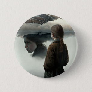 Girl with clouds button