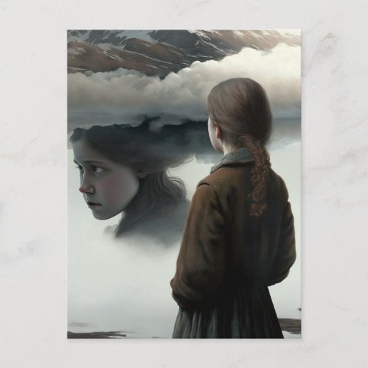 Girl with clouds feiertagspostkarte (Vorderseite)