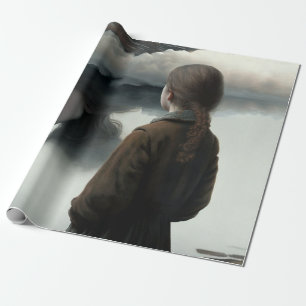 Girl with clouds geschenkpapier