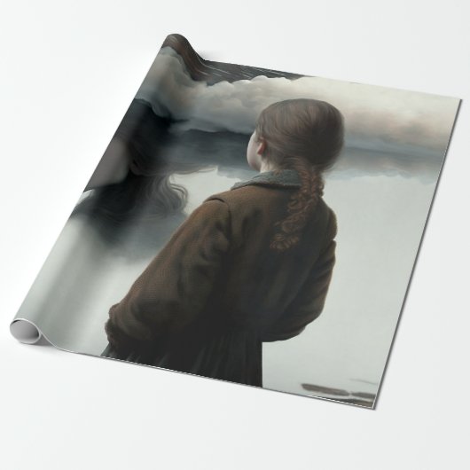 Girl with clouds geschenkpapier (Ungerollt)