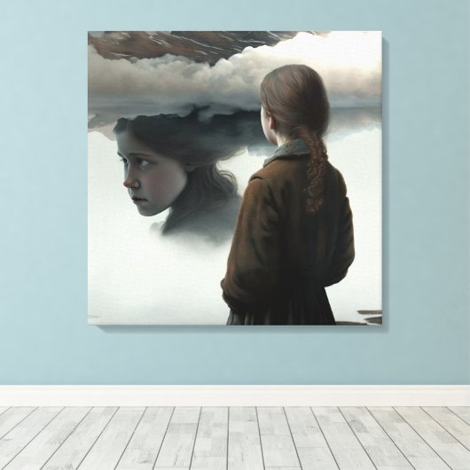 Girl with clouds leinwanddruck (Insitu (Holzboden))