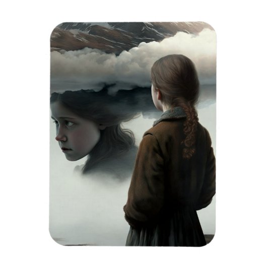 Girl with clouds magnet (Vertikal)