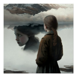 Girl with clouds poster