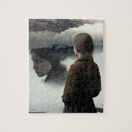 Girl with clouds puzzle (Vertikal)
