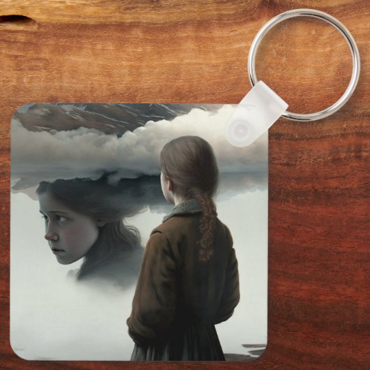 Girl with clouds schlüsselanhänger (Rückseite)