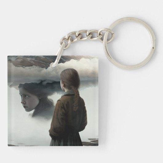 Girl with clouds schlüsselanhänger (Rückseite)