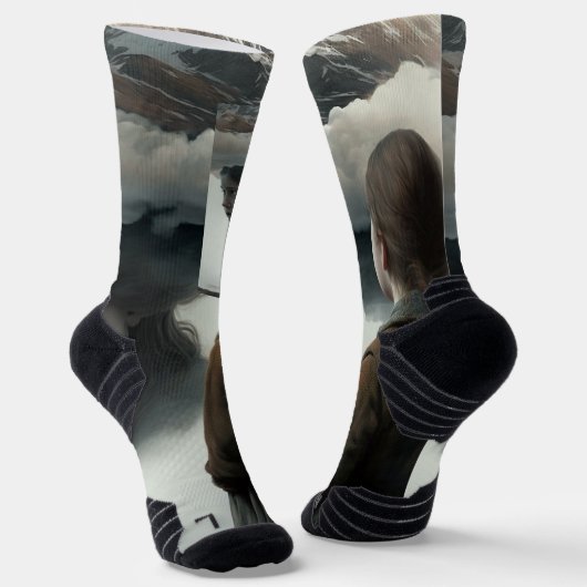 Girl with clouds socken (Gewinkelt)