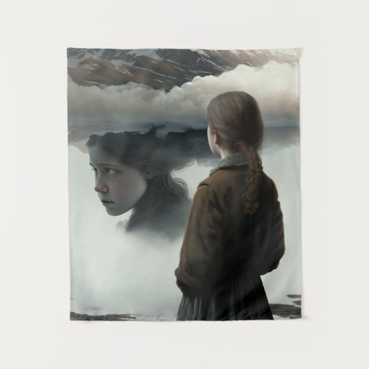 Girl with clouds wandteppich (Vorderseite)