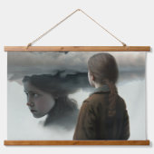 Girl with clouds wandteppich mit holzrahmen (Vorderseite)