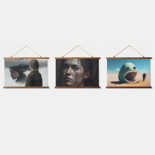 Girl with clouds wandteppich mit holzrahmen (Dreifach)