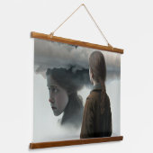 Girl with clouds wandteppich mit holzrahmen (Gewinkelt)