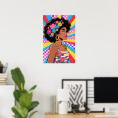 Girl with Flowers Pop Art Poster (Heimbüro)