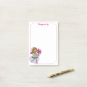 Girl With Flowers Post-it Klebezettel (Auf Schreibtisch)