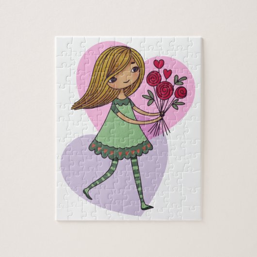 Girl With Flowers Puzzle (Vertikal)