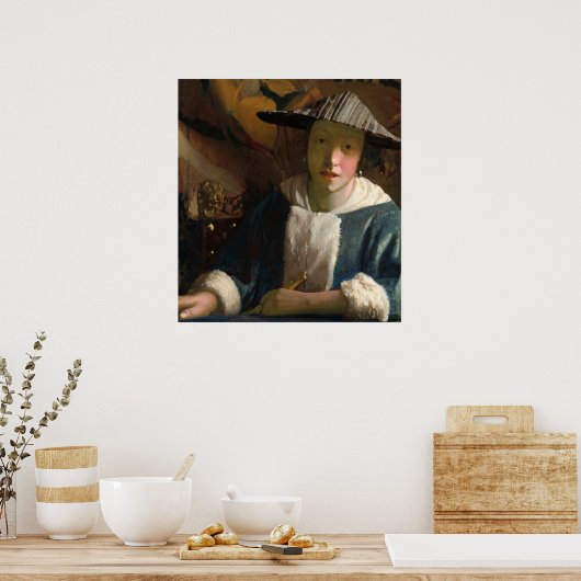 Girl with Flute - Johannes Vermeer Fine Art Poster (Küche)