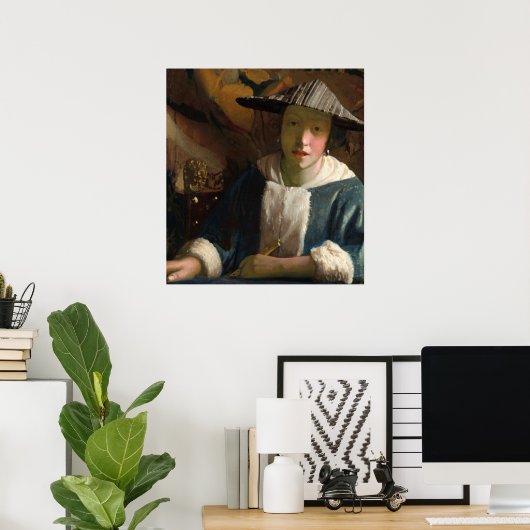Girl with Flute - Johannes Vermeer Fine Art Poster (Heimbüro)