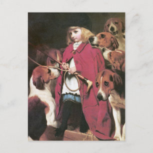 Girl with Foxhounds - Vintage Kunst - Charles Barb Postkarte