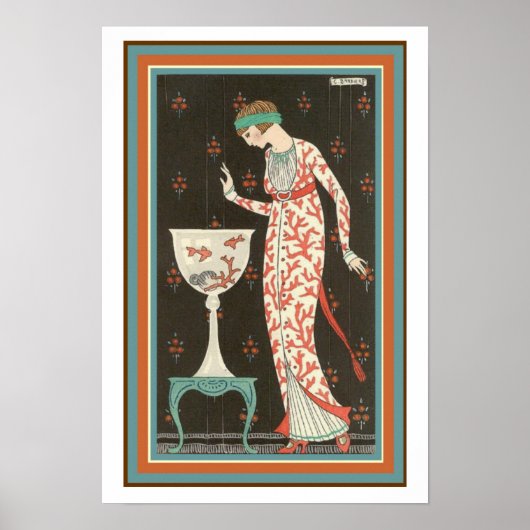 "Girl with Goldfish" Art Deco Poster 13 x 19 (Vorne)