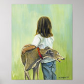 "Girl with Greyhound" Art Print Poster (Vorne)