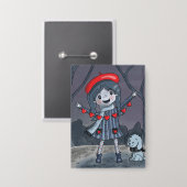 Girl with Heart Garland Valentine's Day Button (Vorderseite/Rückseite)