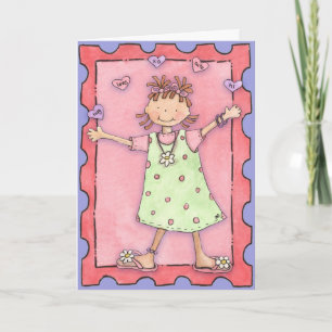 Girl with Hearts - Greeting Card Feiertagskarte