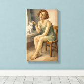 GIRL WITH HER CAT LEINWANDDRUCK (Insitu (Holzboden))