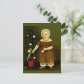 Girl with Kitten American Viktorianisch Folk Art R Postkarte (Stehend Vorderseite)