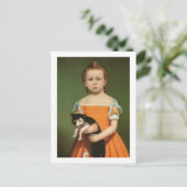 Girl with Kitten, William Thompson Bartoll Postkarte (Stehend Vorderseite)
