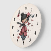Girl with Magic Wand and Butterflies Cute Große Wanduhr (Winkel)