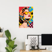 Girl with Orange Sunglasses Pop Art Poster (Heimbüro)
